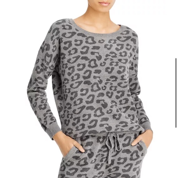 Barefoot Dreams Tops - Barefoot Dreams Top Shirt Size Medium Grey Animal Print Leopard Print Top